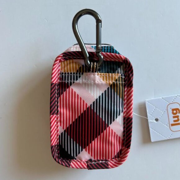 Lug Trotter Tote Bag Pink Plaid with matching Lug Drizzle Mini Zip Storage Pouch - Picture 15 of 16